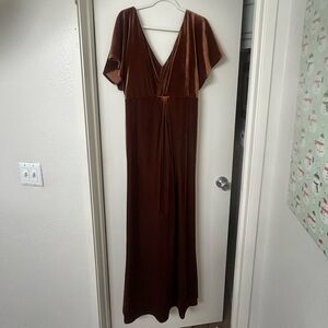 Revelry Gwen RUST Velvet Maxi Dress